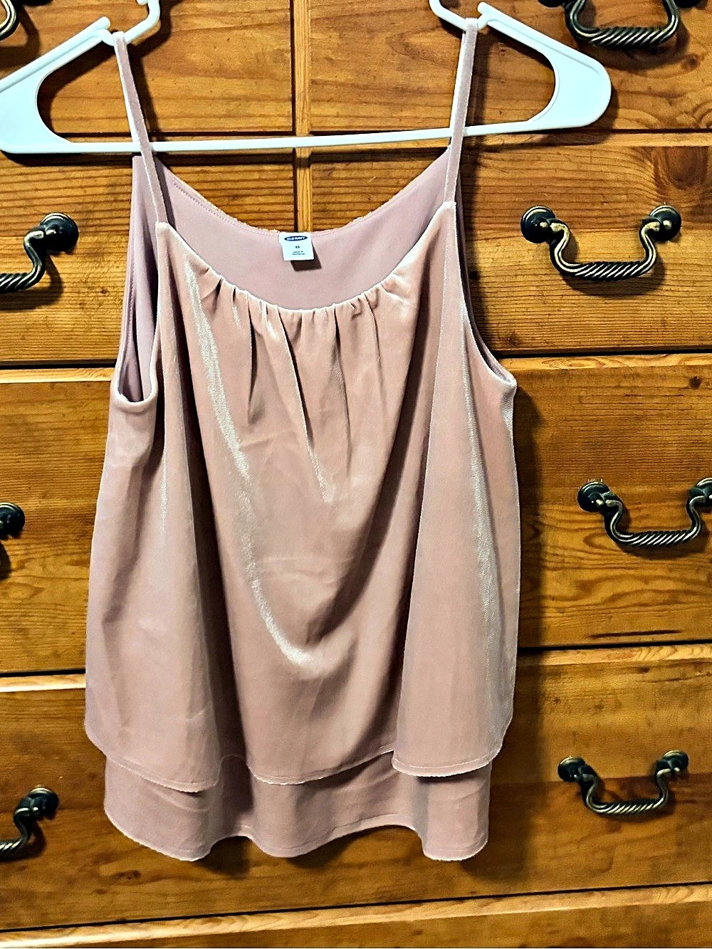 Old Navy Velvet Cami Top Pink Layered Camisole